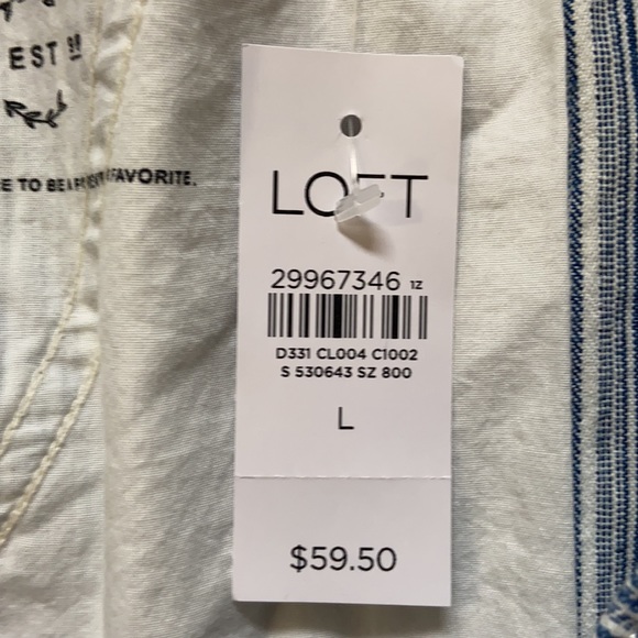 MWT Loft blue White Striped Draw String Shorts L - Picture 5 of 7